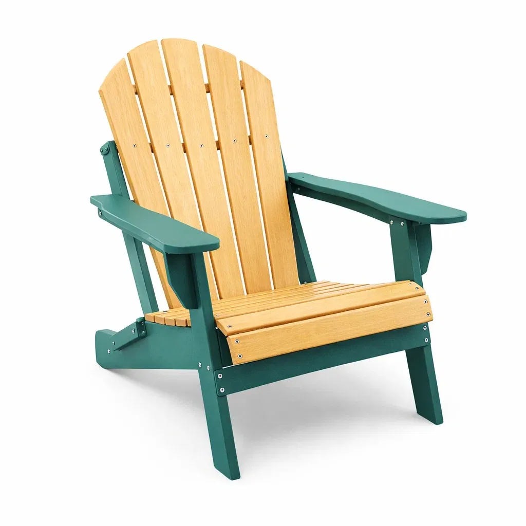 Adirondack chair Outdoor Wood and HDPE Yellow/Green-FURNINESTNOW
