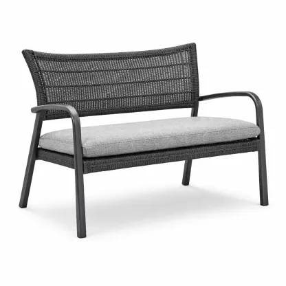 Bench Steel Frame Wicker Anthracite/Grey-FURNINESTNOW