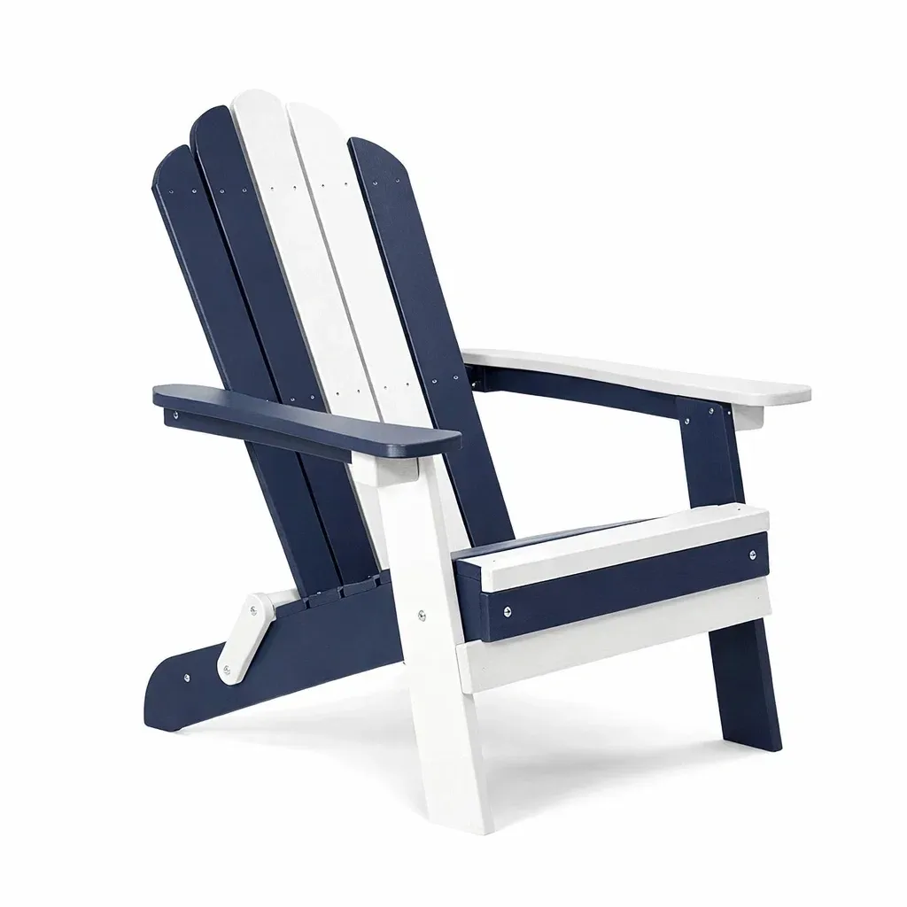 Adirondack chair High-Density Polyethylene Blue/White-FURNINESTNOW