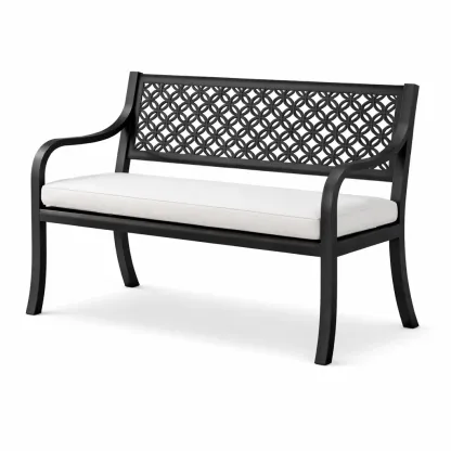 Bench Metal with Cushioned Seat Black/White 125x60x85cm-FURNINESTNOW