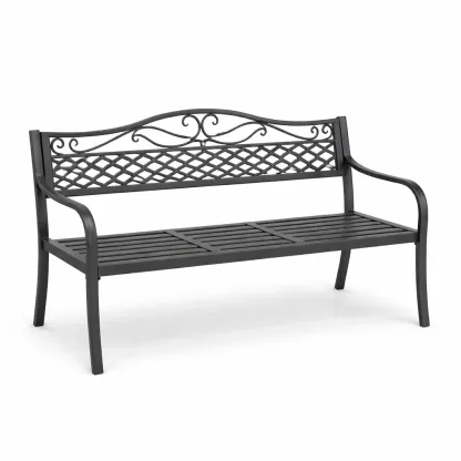 Bench Metal Black Steel 128x60x85cm-FURNINESTNOW