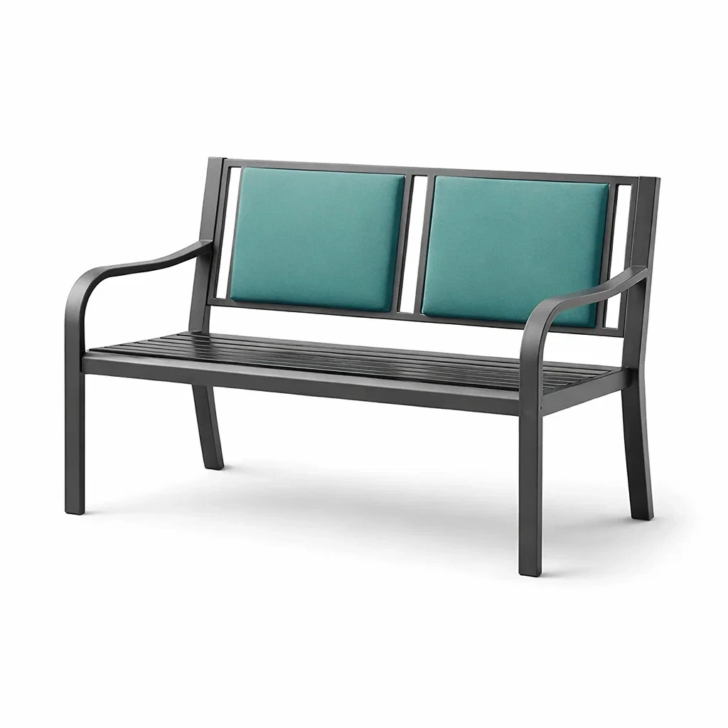 Bench Metal with Cushioned Backrest Steel Frame Turquoise-FURNINESTNOW