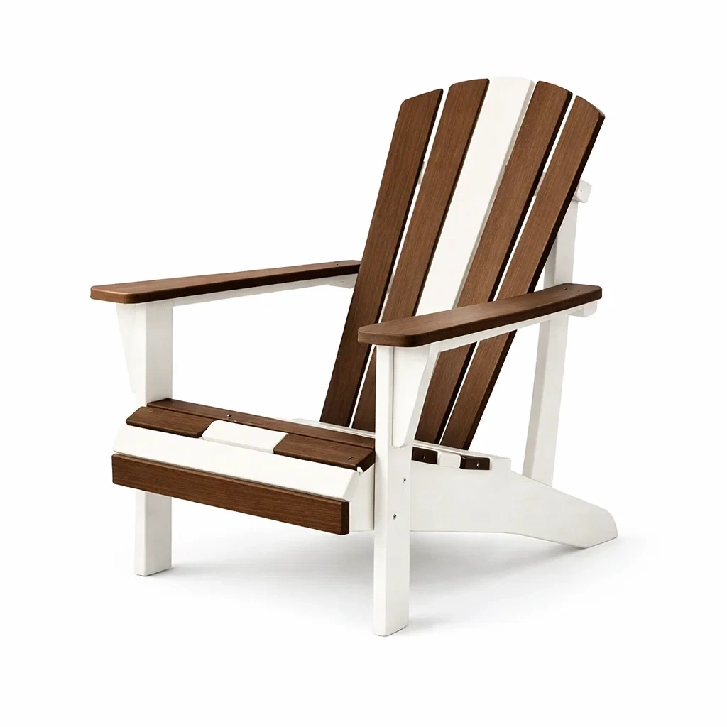 Adirondack chair Outdoor Wood and HDPE White/Brown-FURNINESTNOW