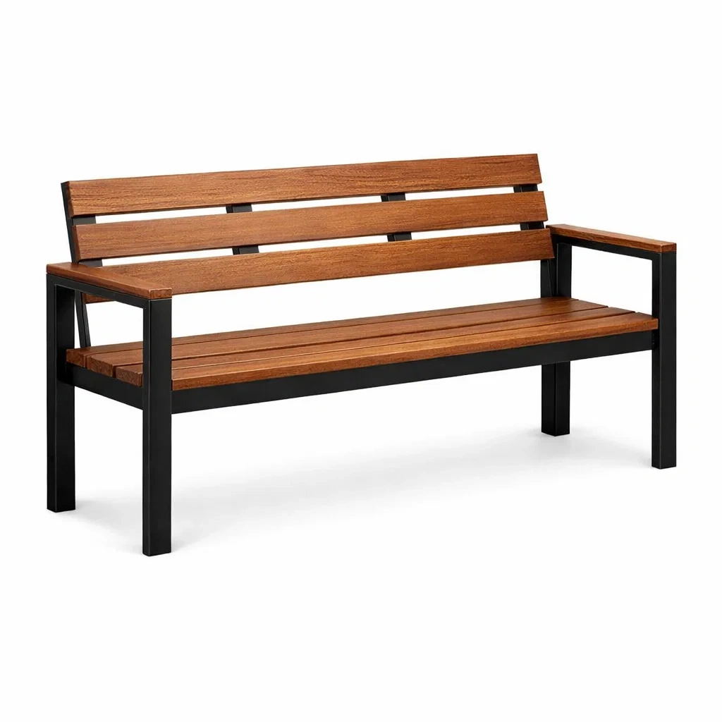 Bench Acacia Wood and Steel Frame Brown and Black-FURNINESTNOW