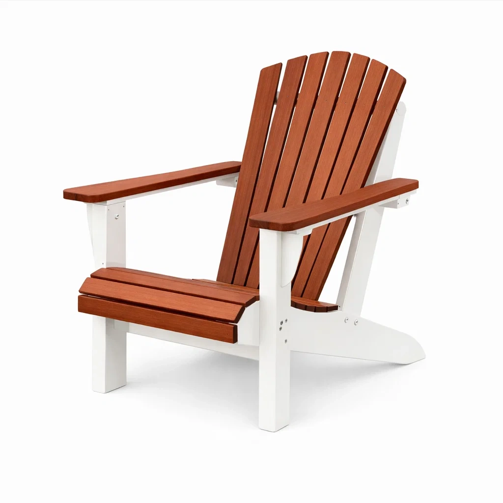 Adirondack chair Wooden Garden with Polyethylene Frame Brown/White-FURNINESTNOW