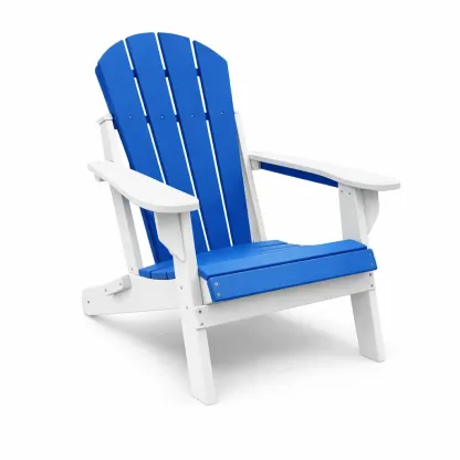 Adirondack chair Blue and White HDPE Outdoor Seating-FURNINESTNOW