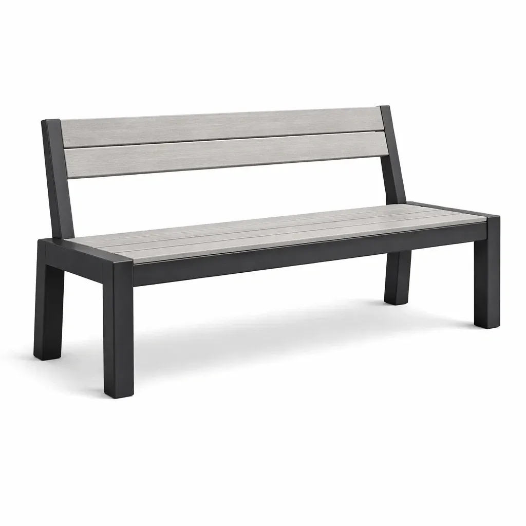 Bench Aluminium Frame Polywood Slats 126x60x80 cm Grey-FURNINESTNOW