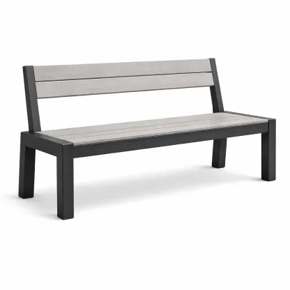 Bench Aluminium Frame Polywood Slats 126x60x80 cm Grey-FURNINESTNOW