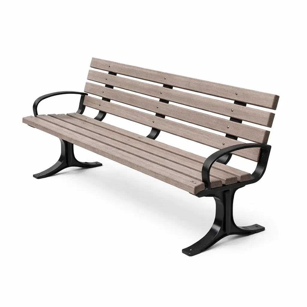 Bench with Composite Wood and Cast Iron-FURNINESTNOW