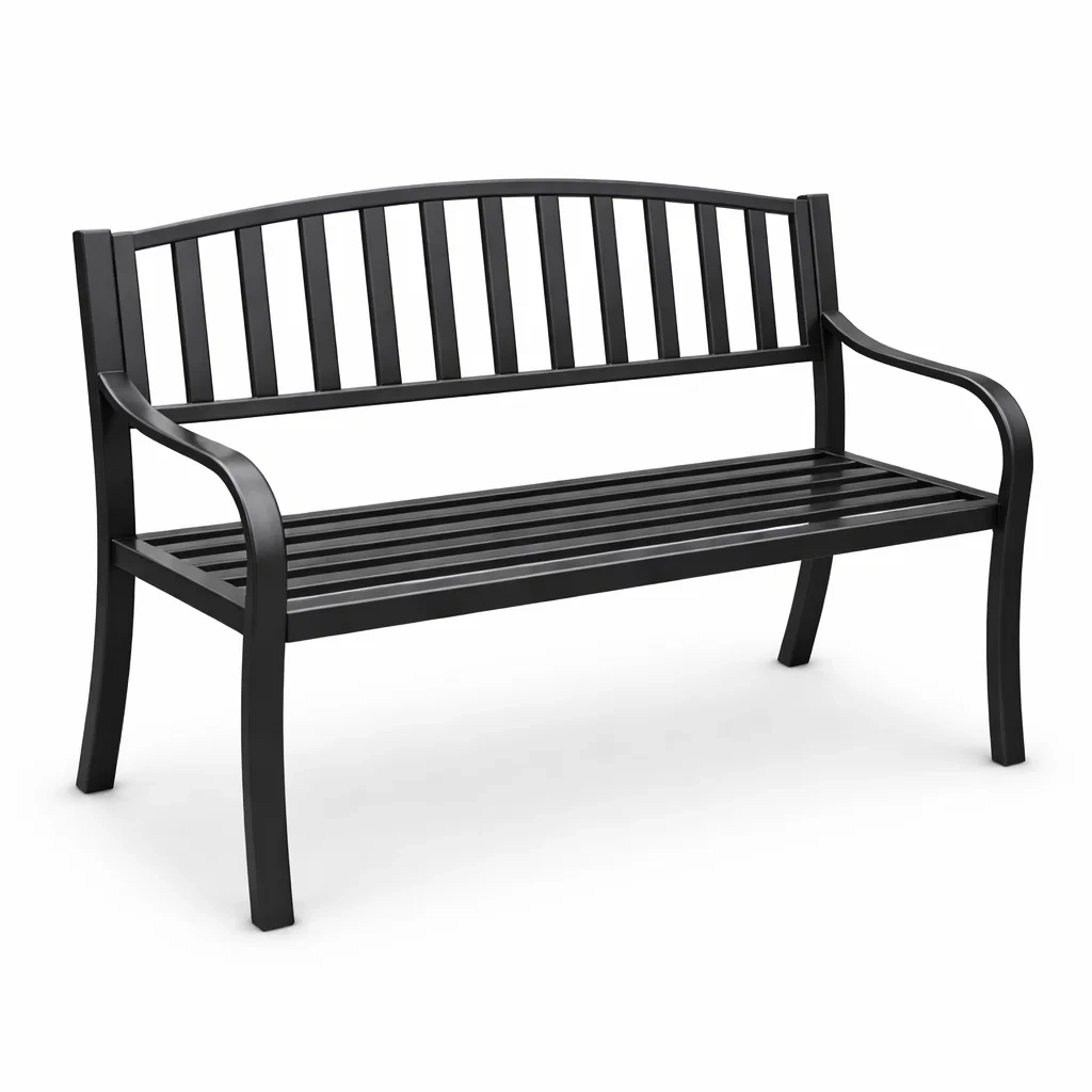 Bench Metal Garden with Black Finish 128cm x 60cm x 85cm-FURNINESTNOW