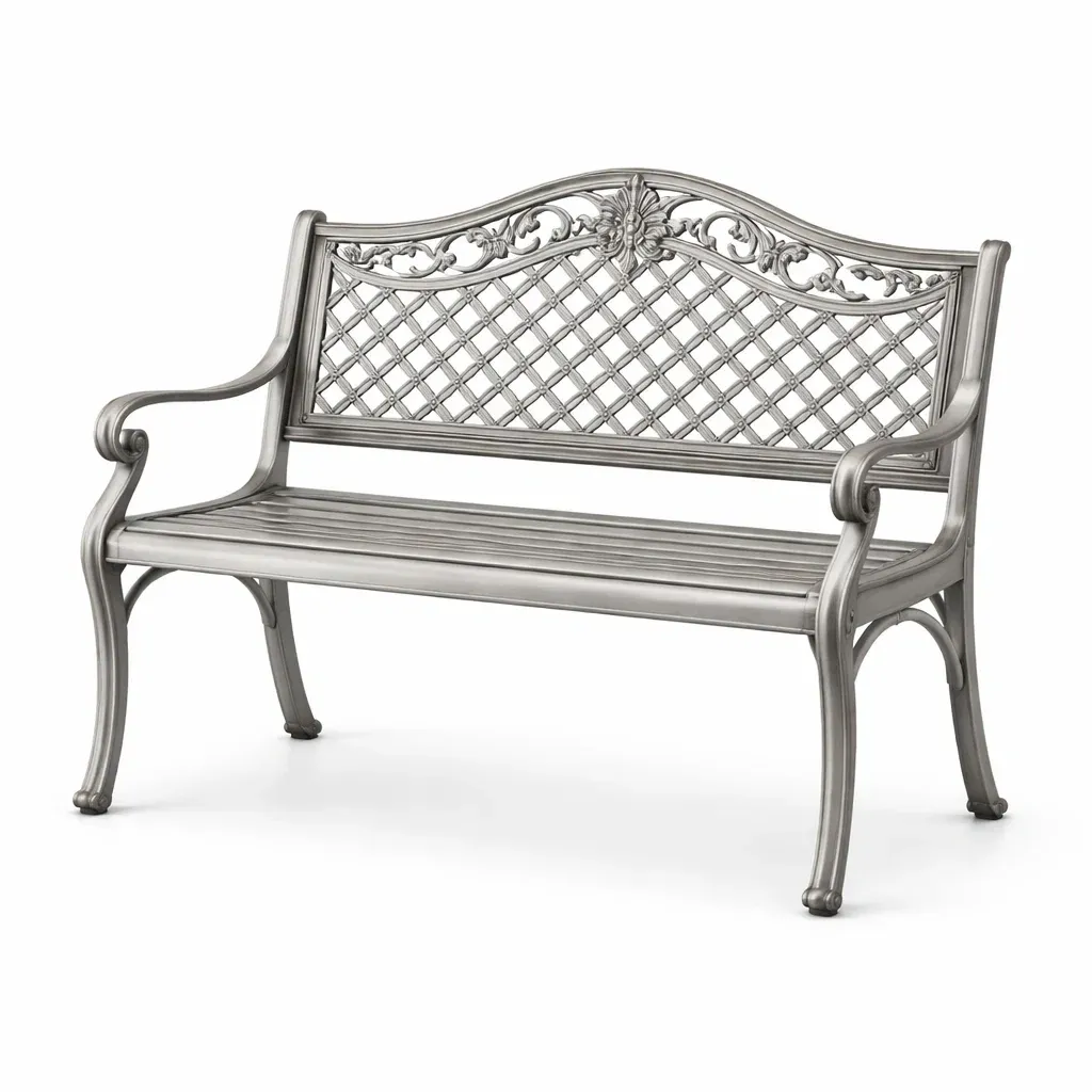 Bench Aluminium Frame Lattice Silver-FURNINESTNOW