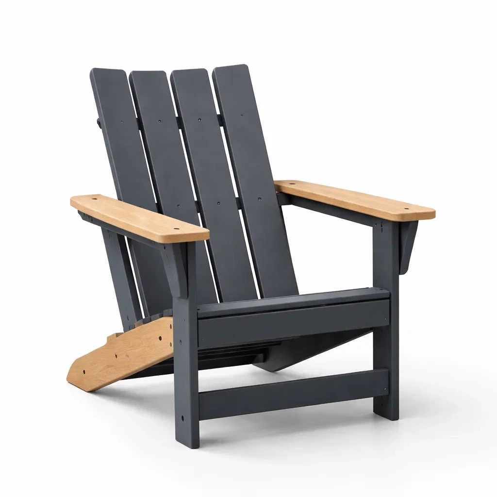 Adirondack chair Outdoor in Grey and Natural Wood-FURNINESTNOW