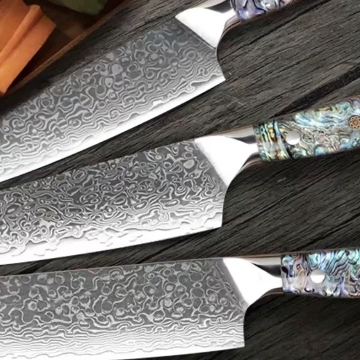 5-dielna sada kuchynských nožov, ručne kovaná damašková oceľ z Japonska