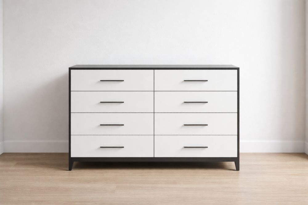 8-Drawer Double Dresser with MDF and Metal Handles