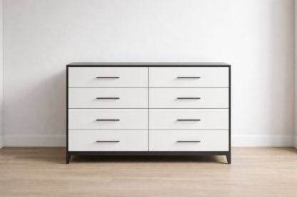 8-Drawer Double Dresser with MDF and Metal Handles