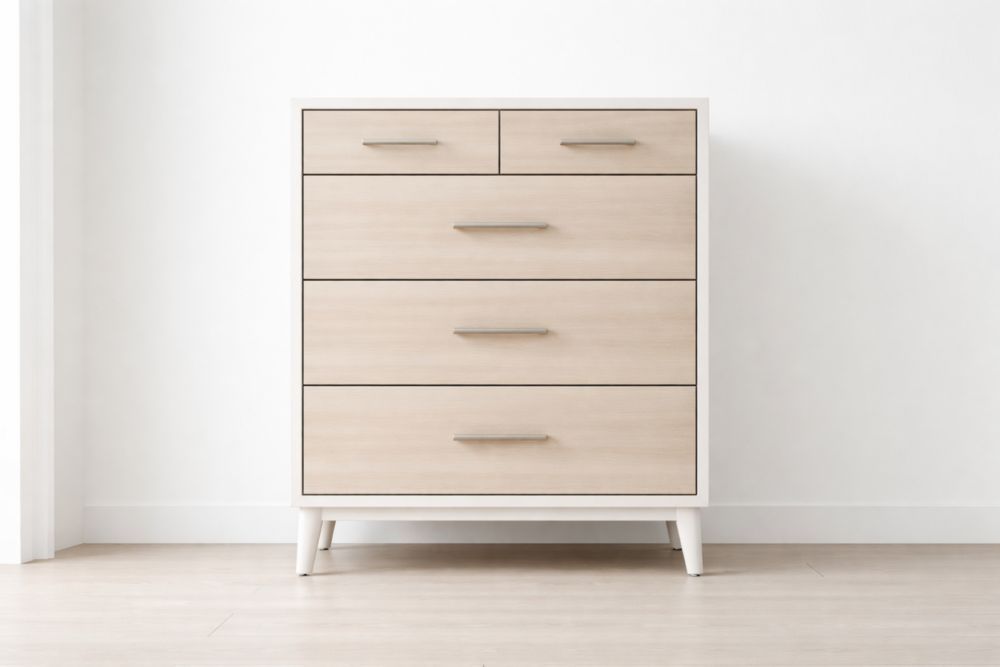 5-Drawer Dresser Wooden Chest of Drawers in Natural Finish