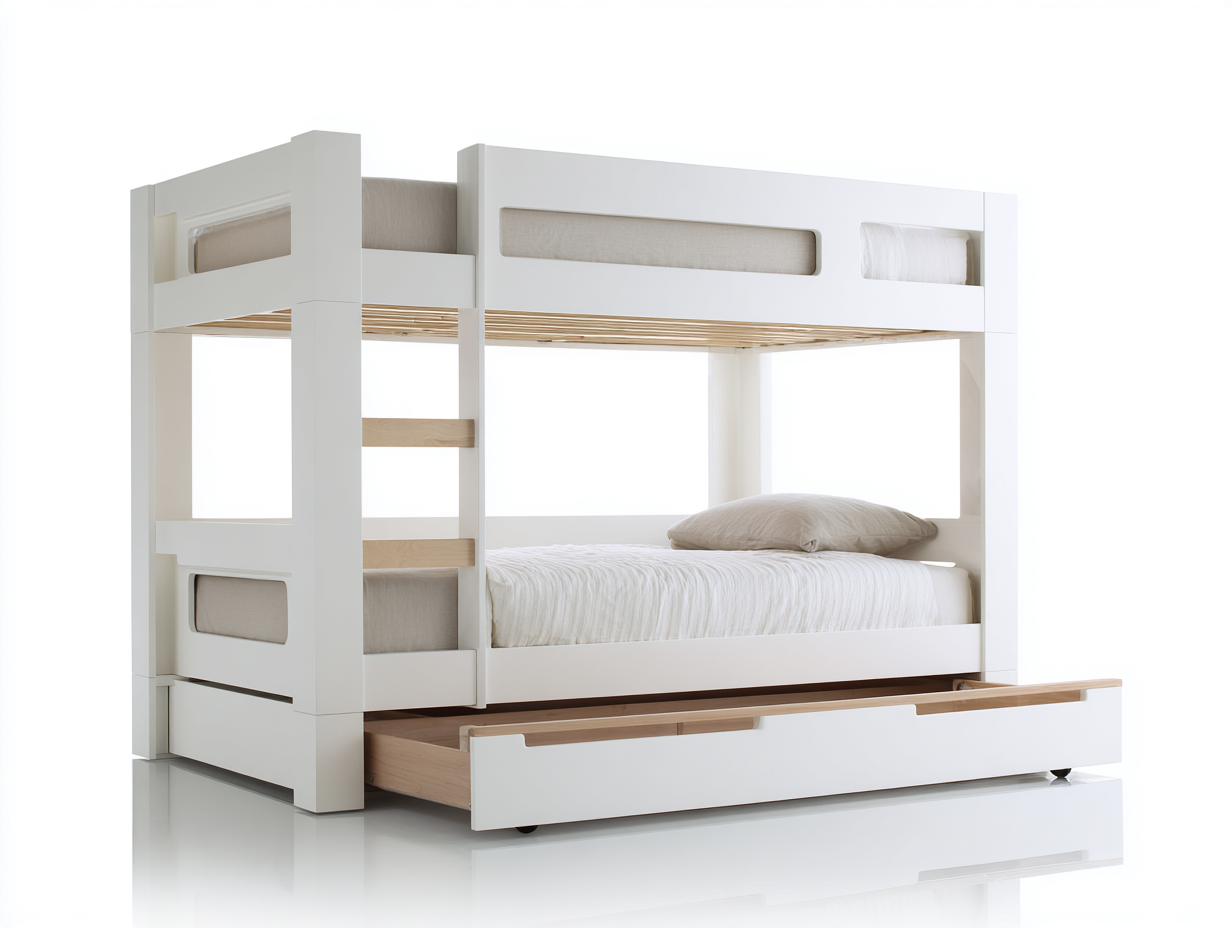 Bunk Bed solid wood frame 79x39x63 inches - white - modern design for kids and teens