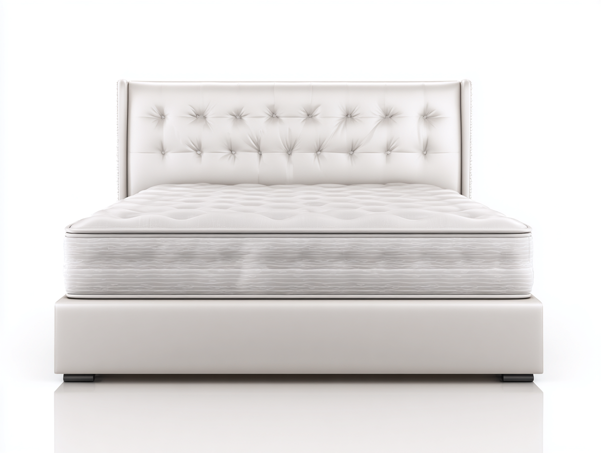 Queen Bed upholstered frame 84x63x52 inches - white - modern padded headboard design