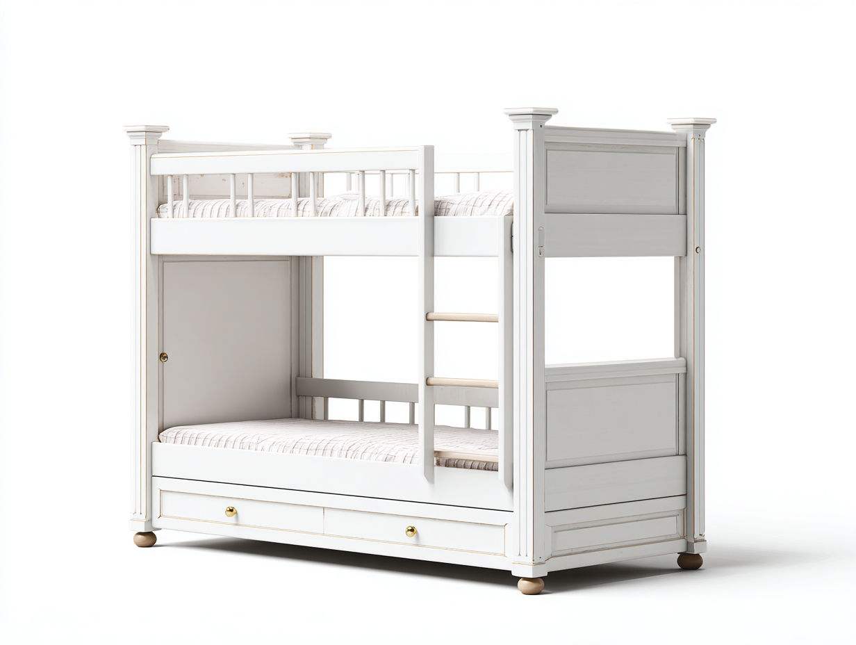 Bunk Bed Solid Wood 79x42x65 inches - White - Space Saving Design