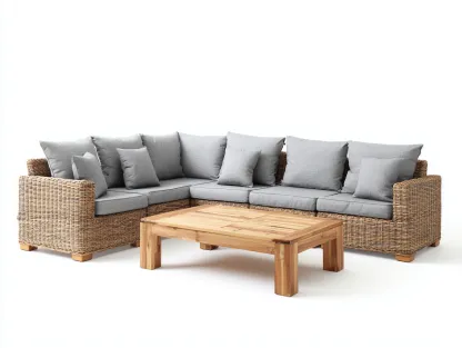 Outdoor Sofa Set Wicker Sectional 112x88x30 inches - Brown-Gray - Modern Patio Design-Livingilo
