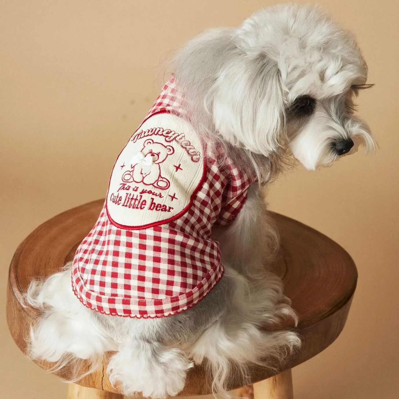 Popular dog sleeveless red plaid vest