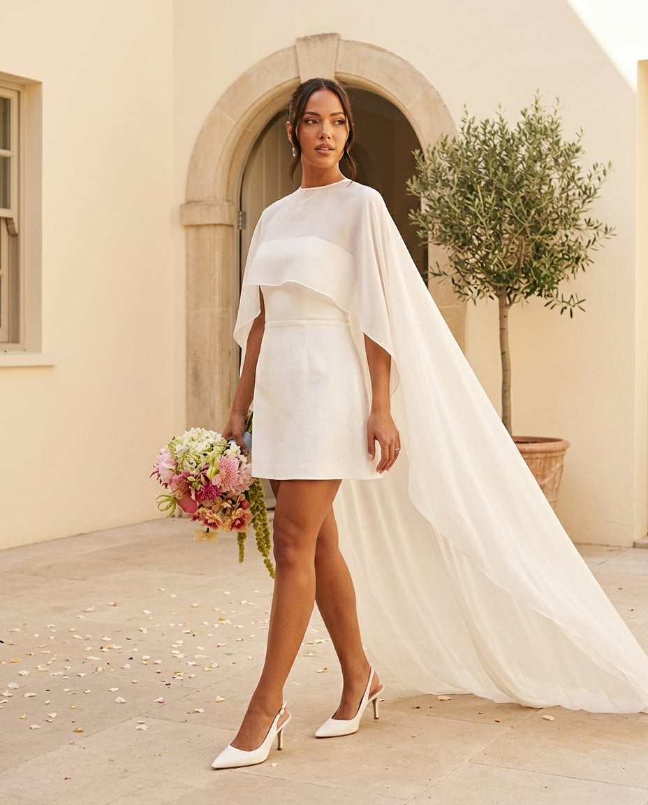 Ivory Aura Wedding Guest Printed Maxi Dress Ivory Maxi Dress with Asymmetric silhouette and Textured texture, front view product image for Wedding Guest, a rooftop dinner in LA, US Coastal Glam by -