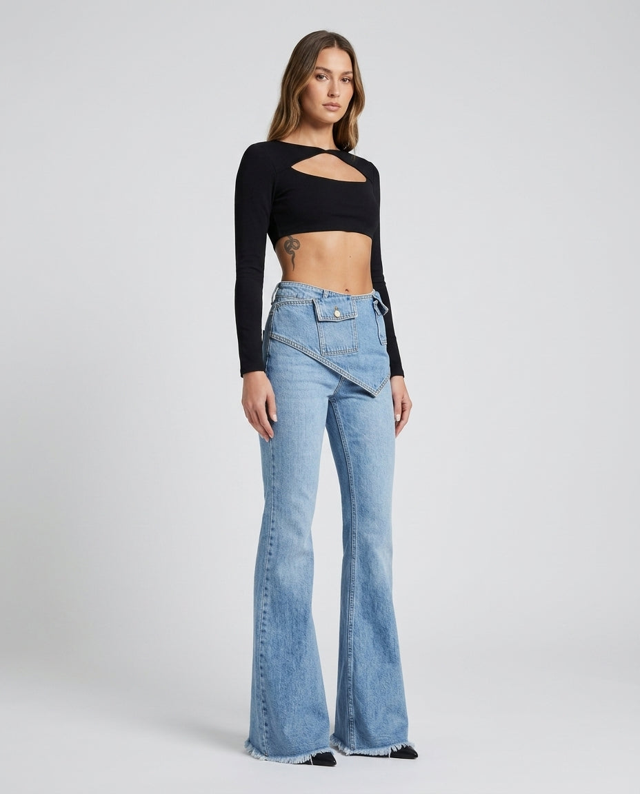 Light Wash Denim Solace Summer Denim Pants Light Wash Denim Pants with Relaxed Fit silhouette and Textured texture, clean studio product view for City Daywear, Weekend in The Hamptons, US East / Hamptons Elite by rieiss