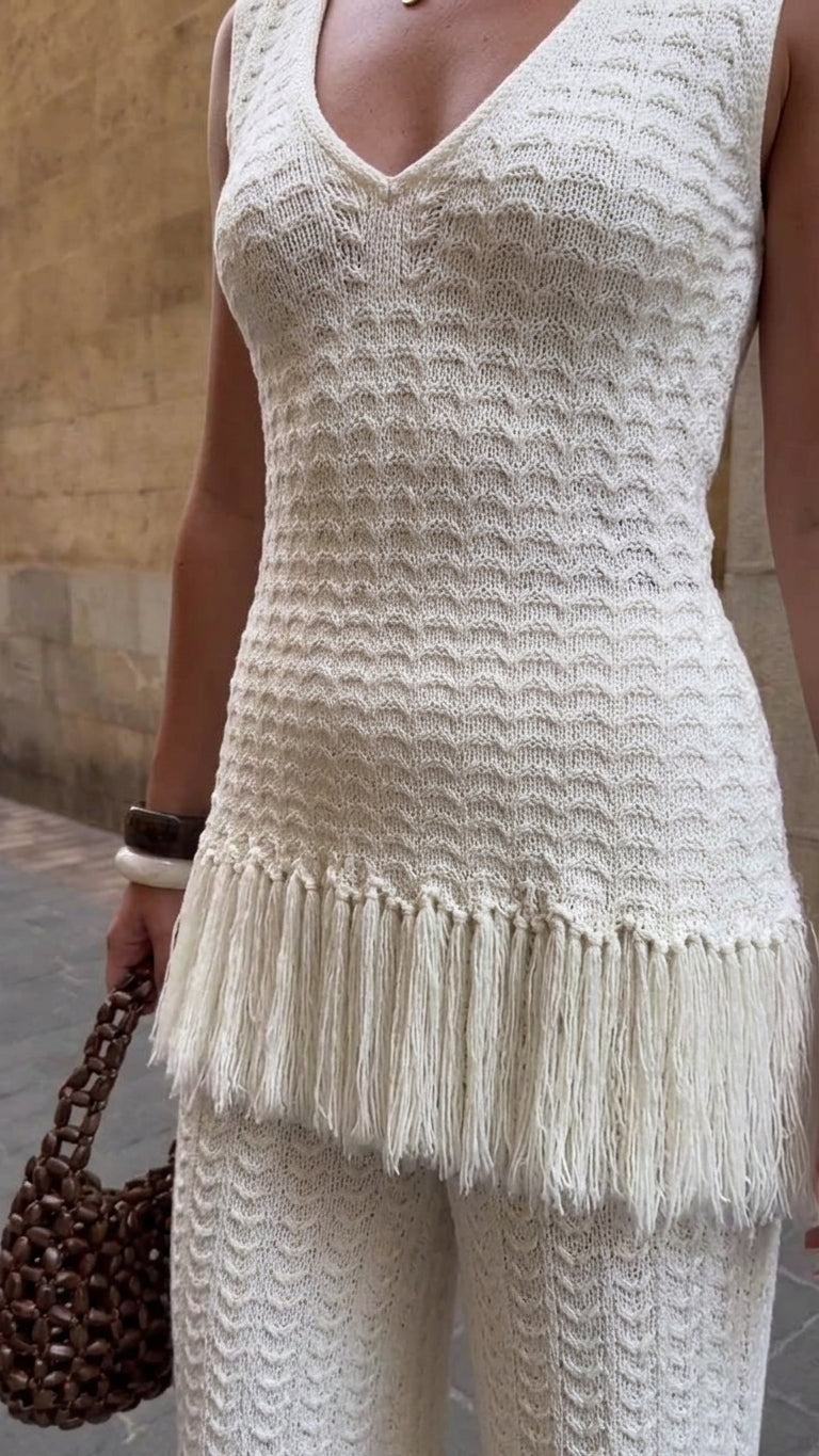 Ivory Bloom Resort Printed Romper Ivory Romper with Wide-Leg silhouette and Ribbed Knit texture, additional styling view for Resort Wear, Coffee in Marais, Euro Chic Premium by Rieiss