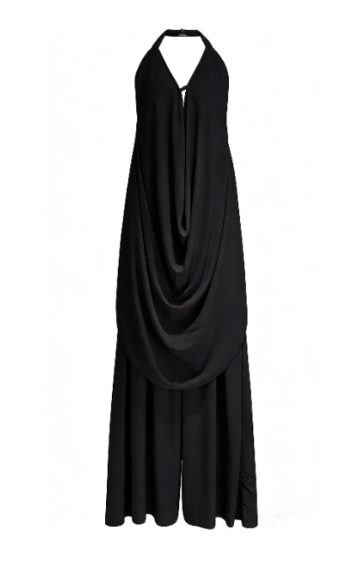 Backless ruffled top and wide-leg pants set-Trafni