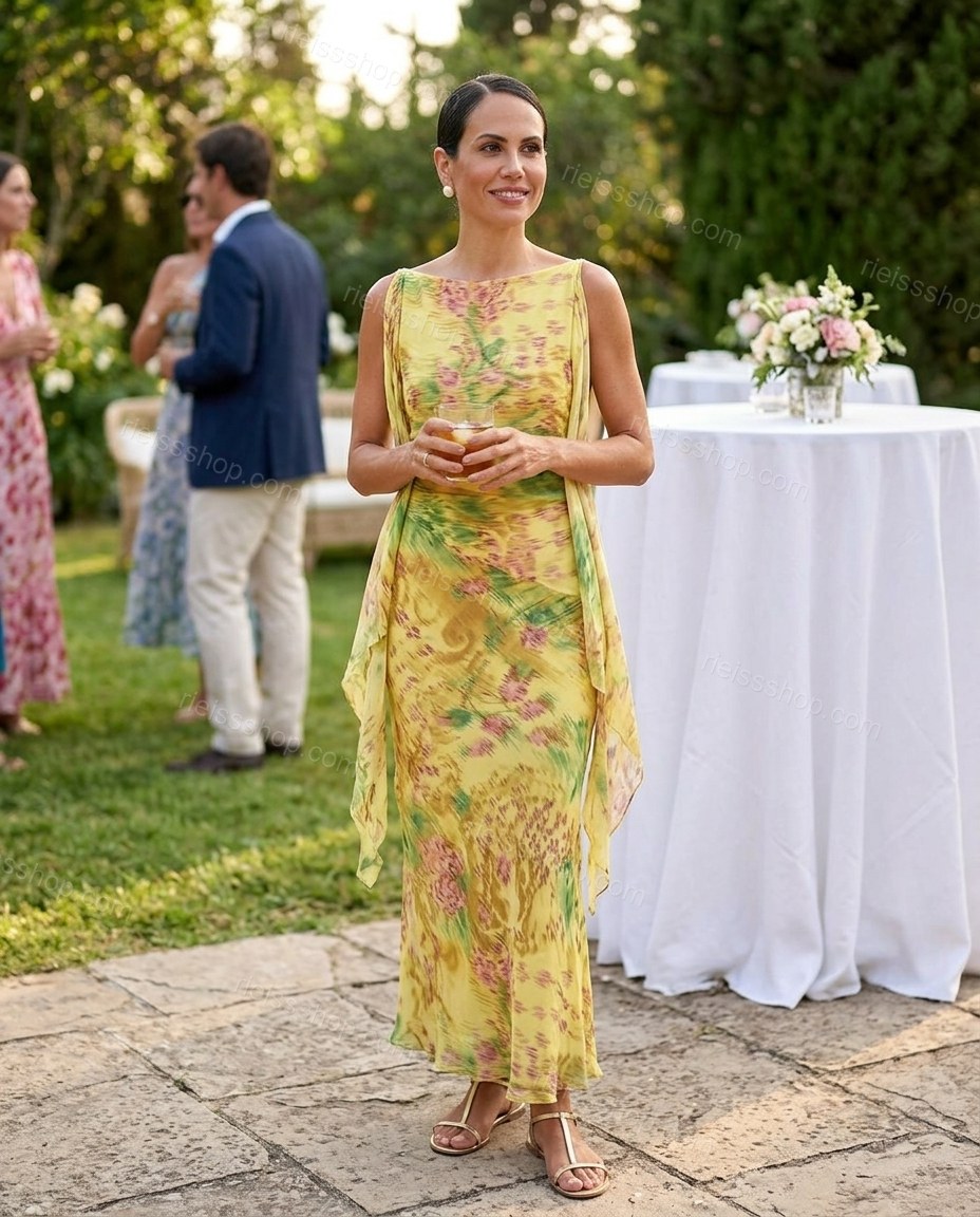 Yellow Elevated Floral Maxi Dress by rieissshop