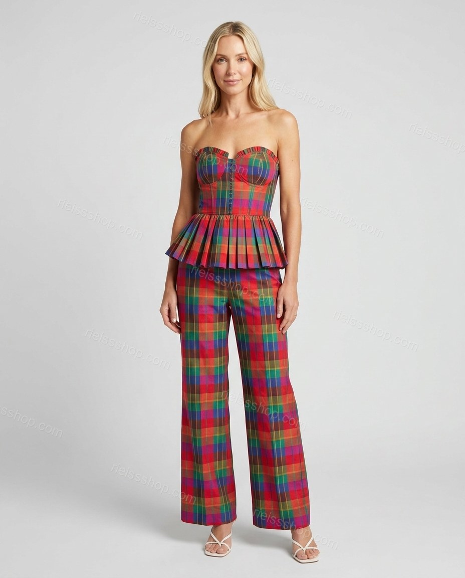 Multi-Color Refined Printed Pant Set by rieissshop