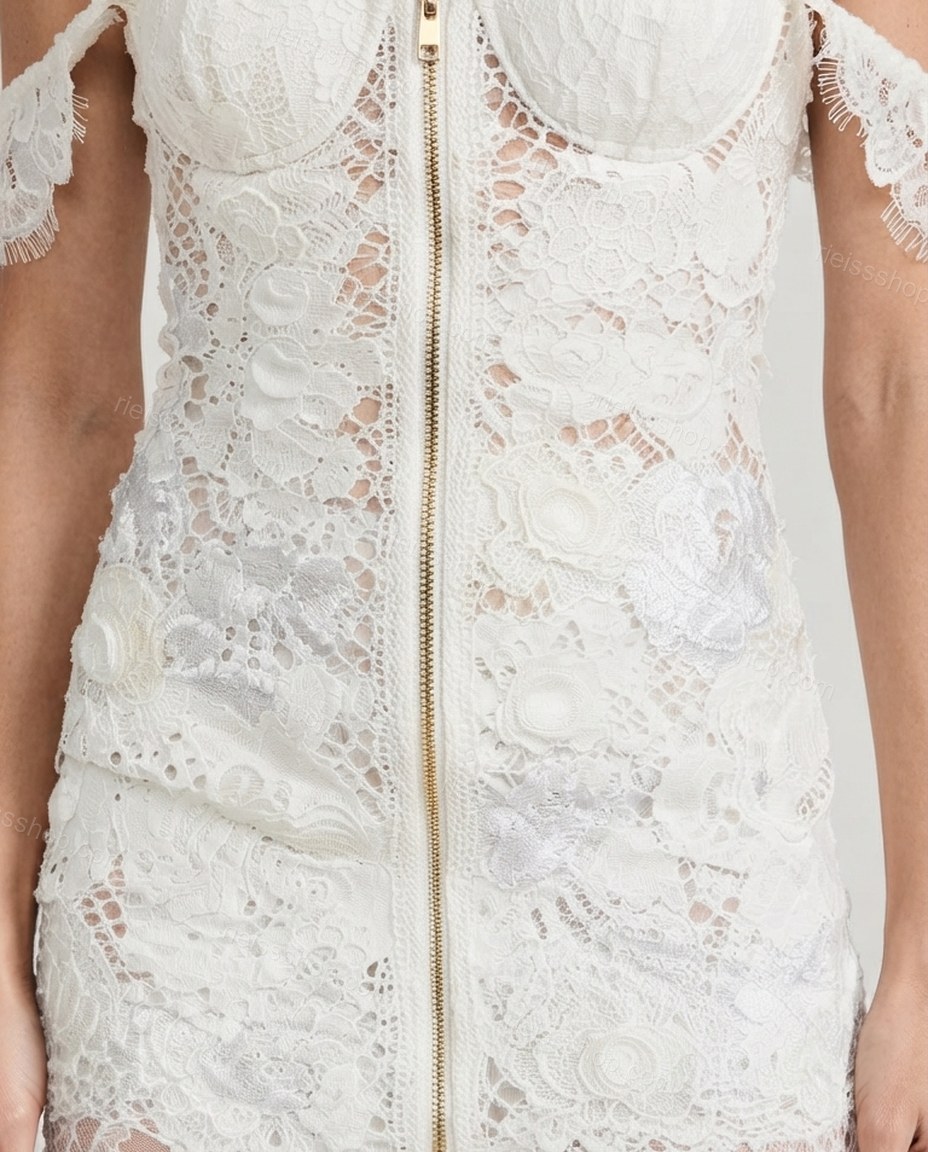 Ivory Whisper Cocktail Hour Lace Mini Dress by rieissshop