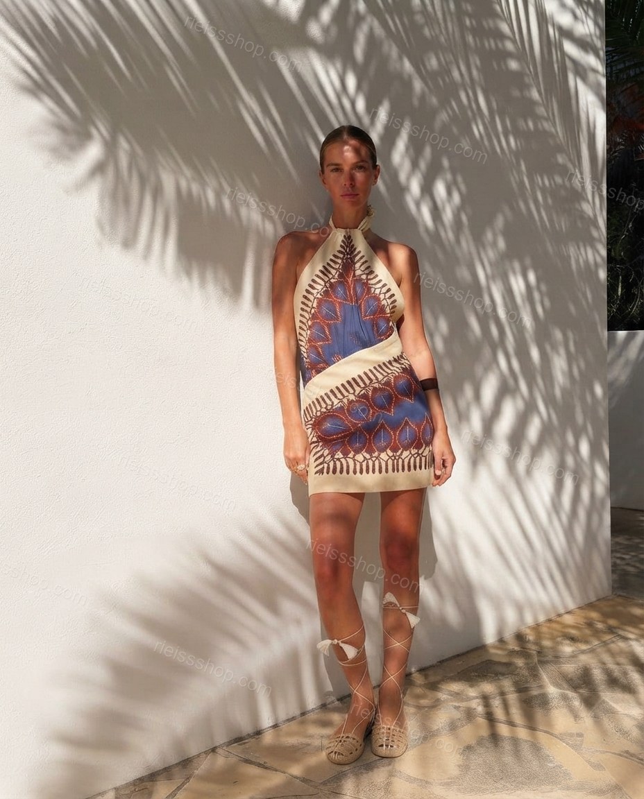 Ivory Poise Cocktail Hour Printed Mini Dress by rieissshop