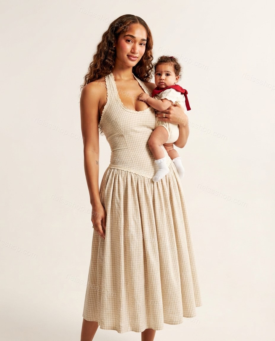 Sand Grace Office Edit Halter Midi Dress by rieissshop