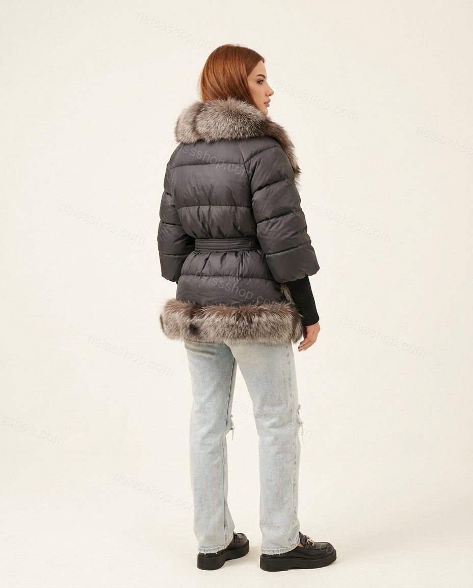 Charcoal Gray City-Ready Fur-Trim Coat by rieissshop