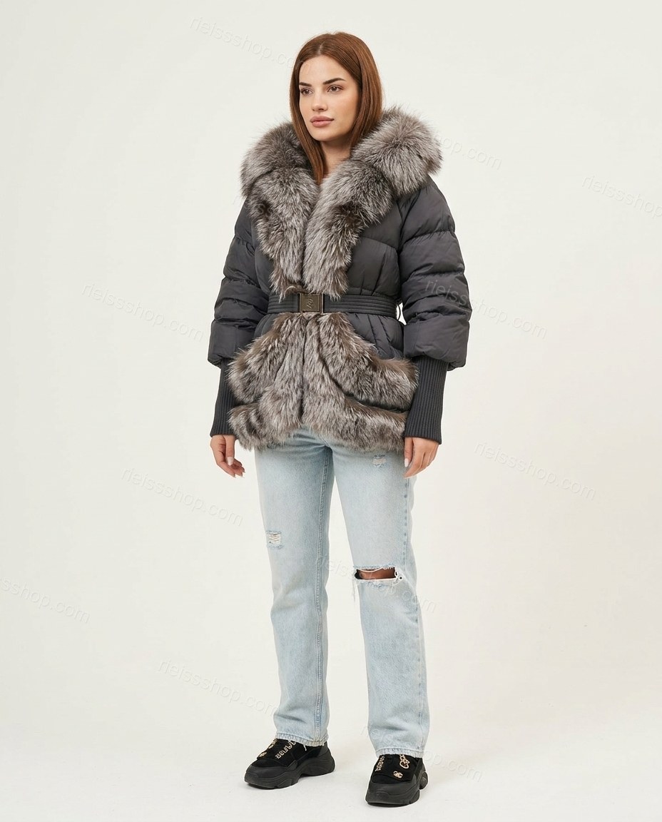 Charcoal Gray City-Ready Fur-Trim Coat by rieissshop