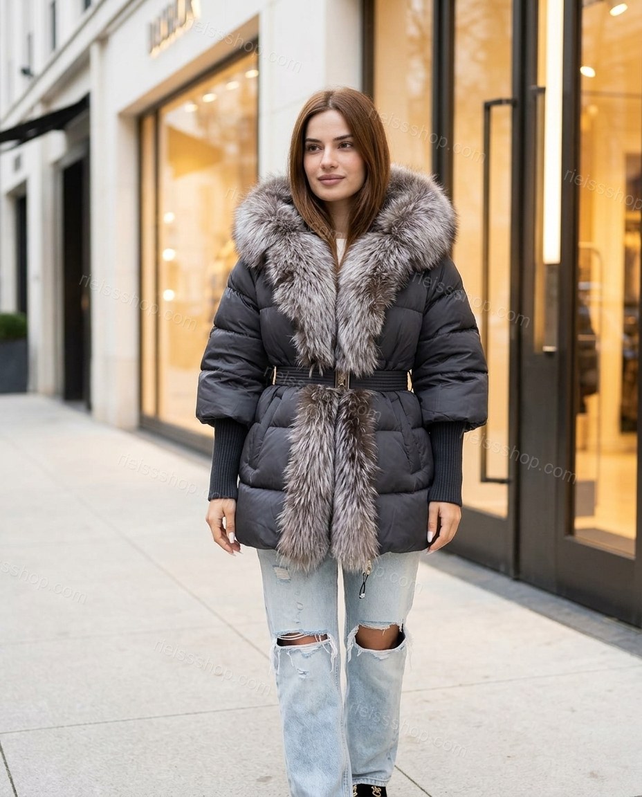 Charcoal Gray City-Ready Fur-Trim Coat by rieissshop