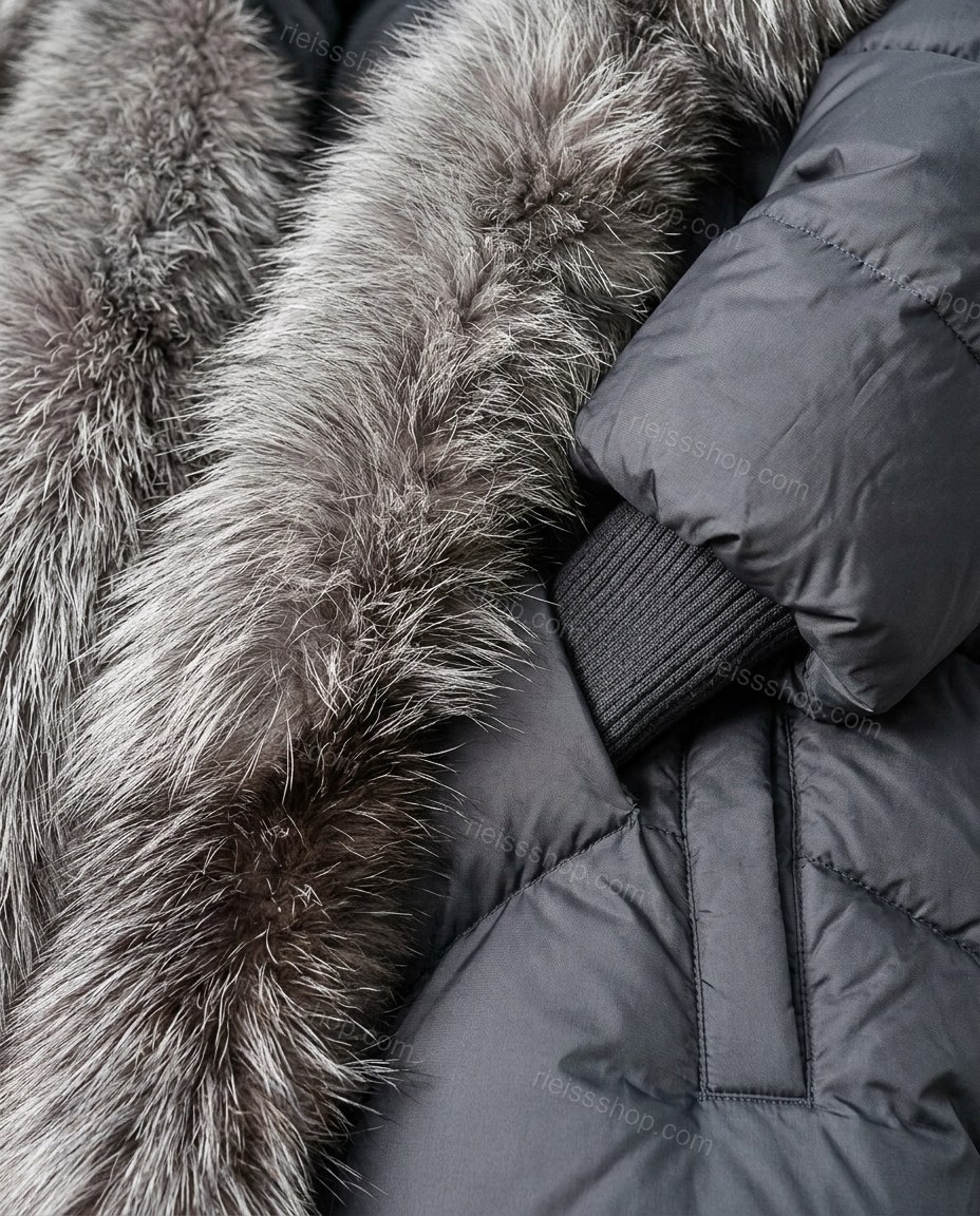 Charcoal Gray City-Ready Fur-Trim Coat by rieissshop