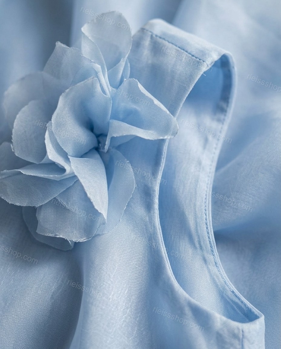 Light Blue Romantic Floral Embroidered Mini Dress by rieissshop