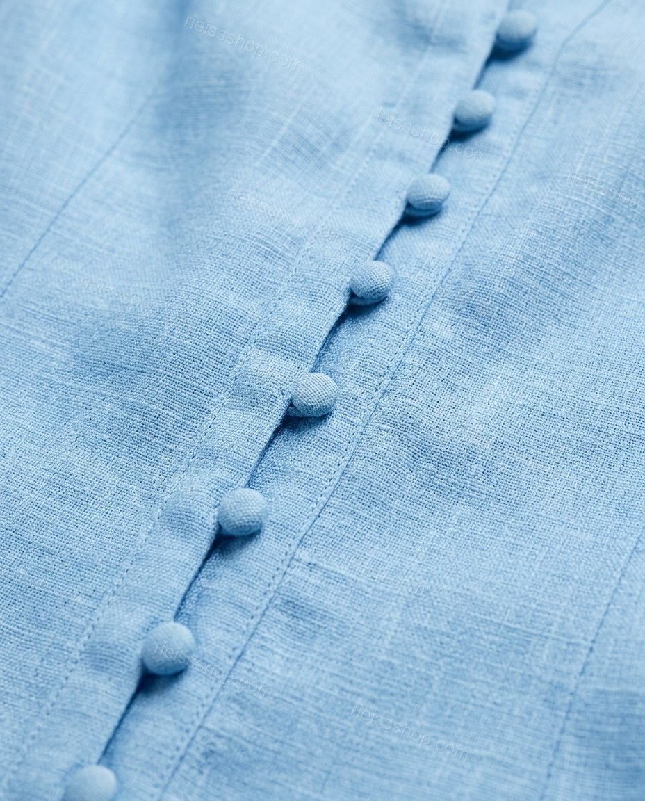 Light Blue Refined Linen Mini Dress Light Blue Mini Dress with Flowing silhouette and Linen Blend texture, additional styling view for Day-to-Night, an early-evening outing, Fall late-summer dinners, city weekends, and early-fall plans, Euro Chic Premium by rieissshop