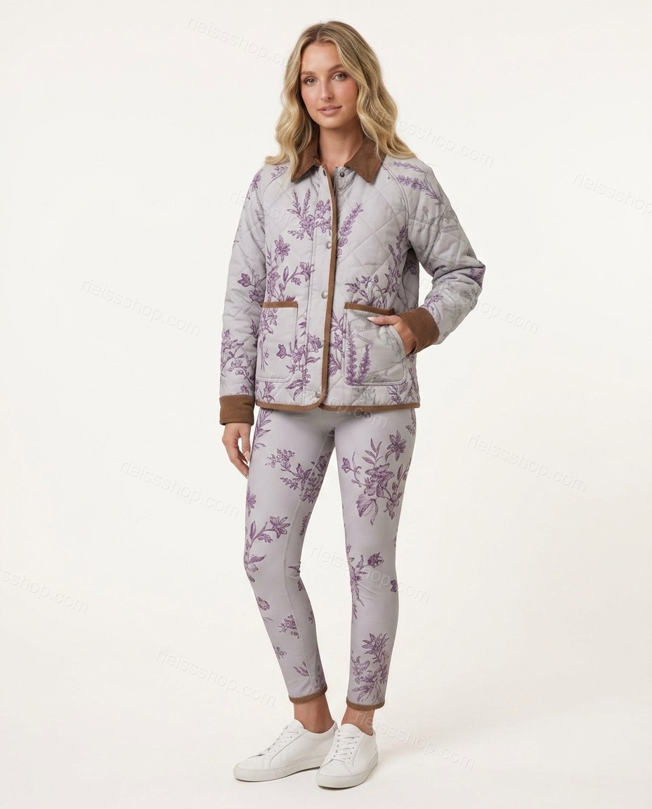 Light Gray Refined Floral Jacket Light Gray Jacket with Utility silhouette and Ribbed Knit texture, side or back garment view for City Layering, a dinner reservation, Fall transitional city days and cool-evening plans, Euro Chic Premium by rieissshop