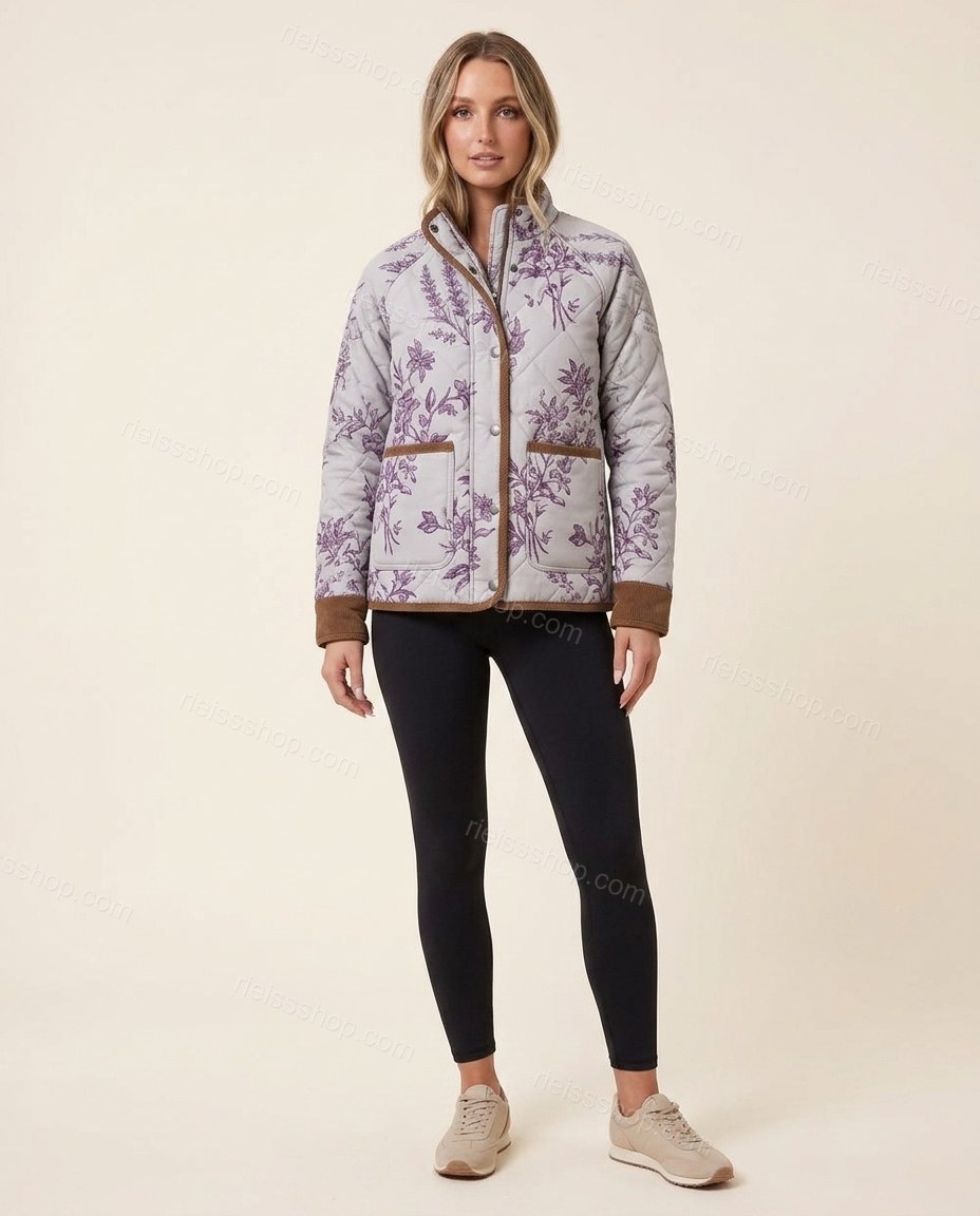 Light Gray Refined Floral Jacket Light Gray Jacket with Utility silhouette and Ribbed Knit texture, front view product image for City Layering, a dinner reservation, Fall transitional city days and cool-evening plans, Euro Chic Premium by rieissshop