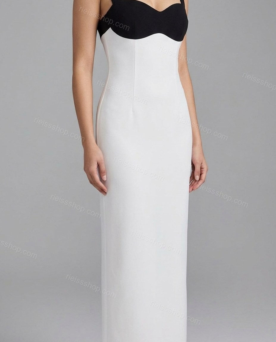 White Polished Textured Maxi Dress by rieissshop
