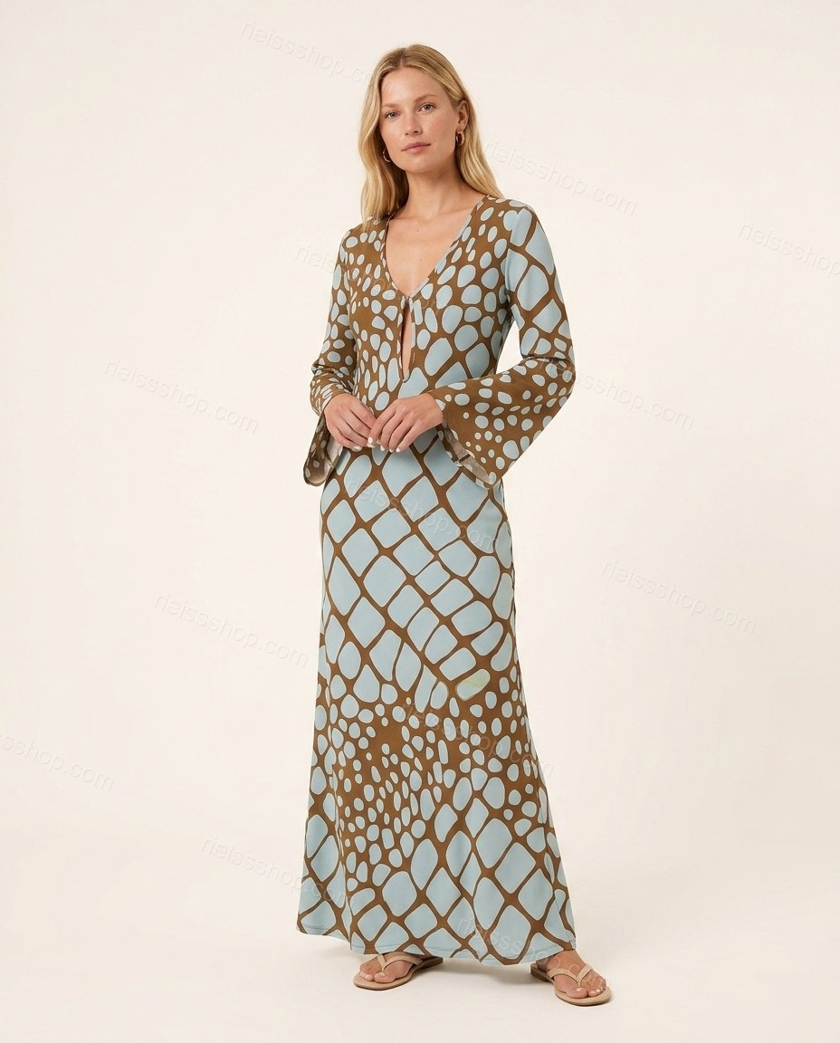 Brown Effortless Animal Print Maxi Dress by rieissshop