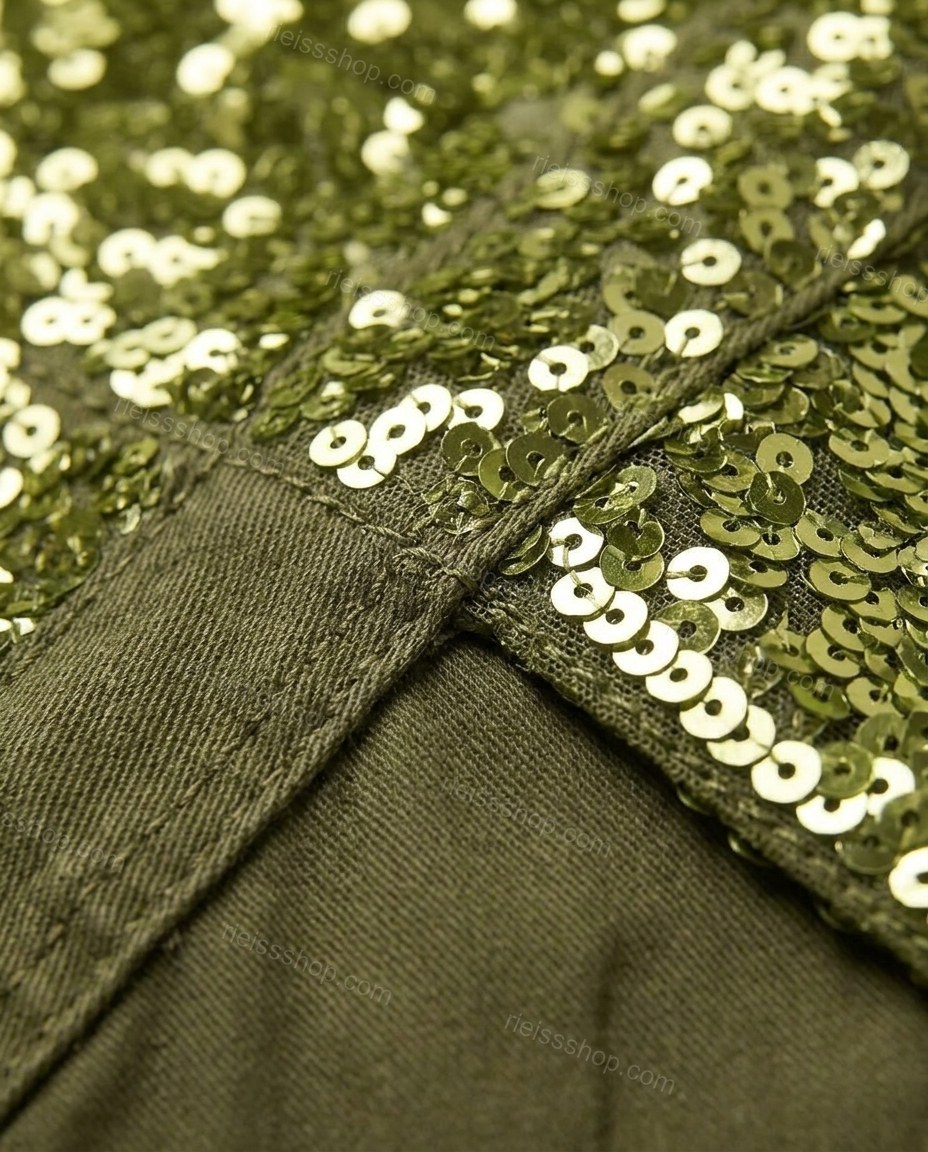 Olive Green Refined Denim Jacket Olive Green Jacket with Cropped silhouette and Textured texture, additional styling view for City Layering, a dinner reservation, Fall transitional city days and cool-evening plans, Euro Chic Premium by rieissshop