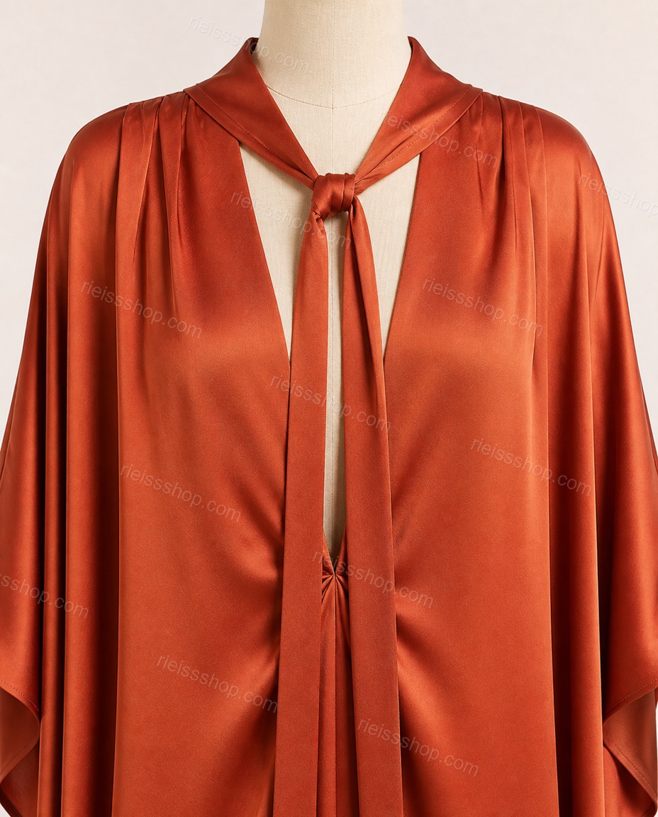 Orange Sleek Satin V-Neck Jumpsuit Orange Jumpsuit with Relaxed Fit silhouette and Satin texture, additional styling view for Day-to-Night, a dinner reservation, Fall late-summer city plans and early-fall occasions, Euro Chic Premium by RIEISSSHOP