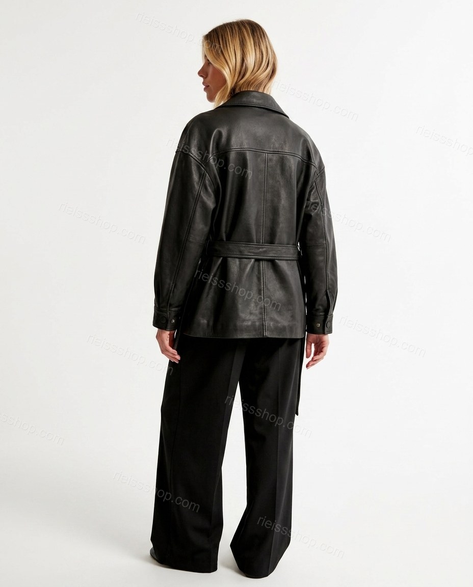 Black Pleated Pants, back studio view, by Rieissshop