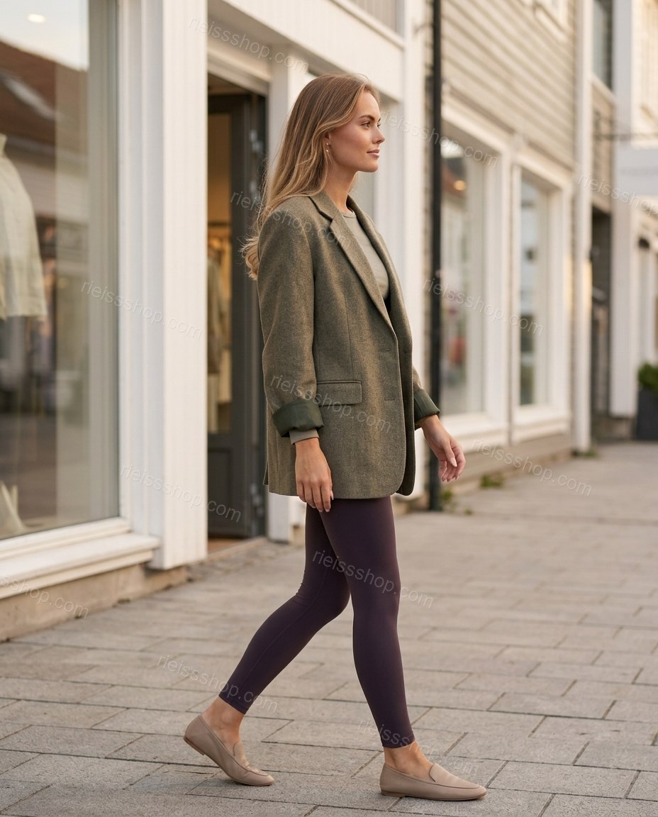 Olive Green Jacket, three-quarter brand lifestyle view, by Rieissshop