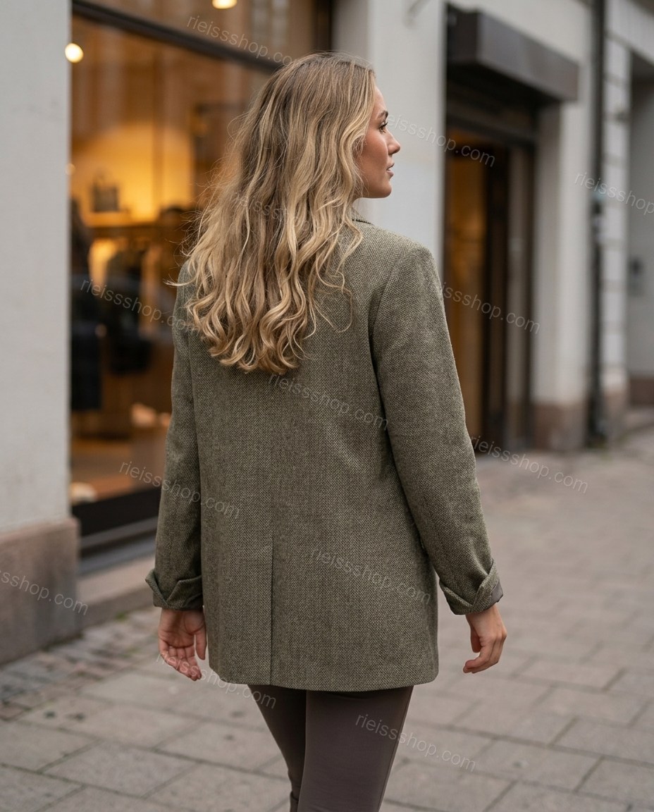 Olive Green Jacket, movement and fit lifestyle view, by Rieissshop