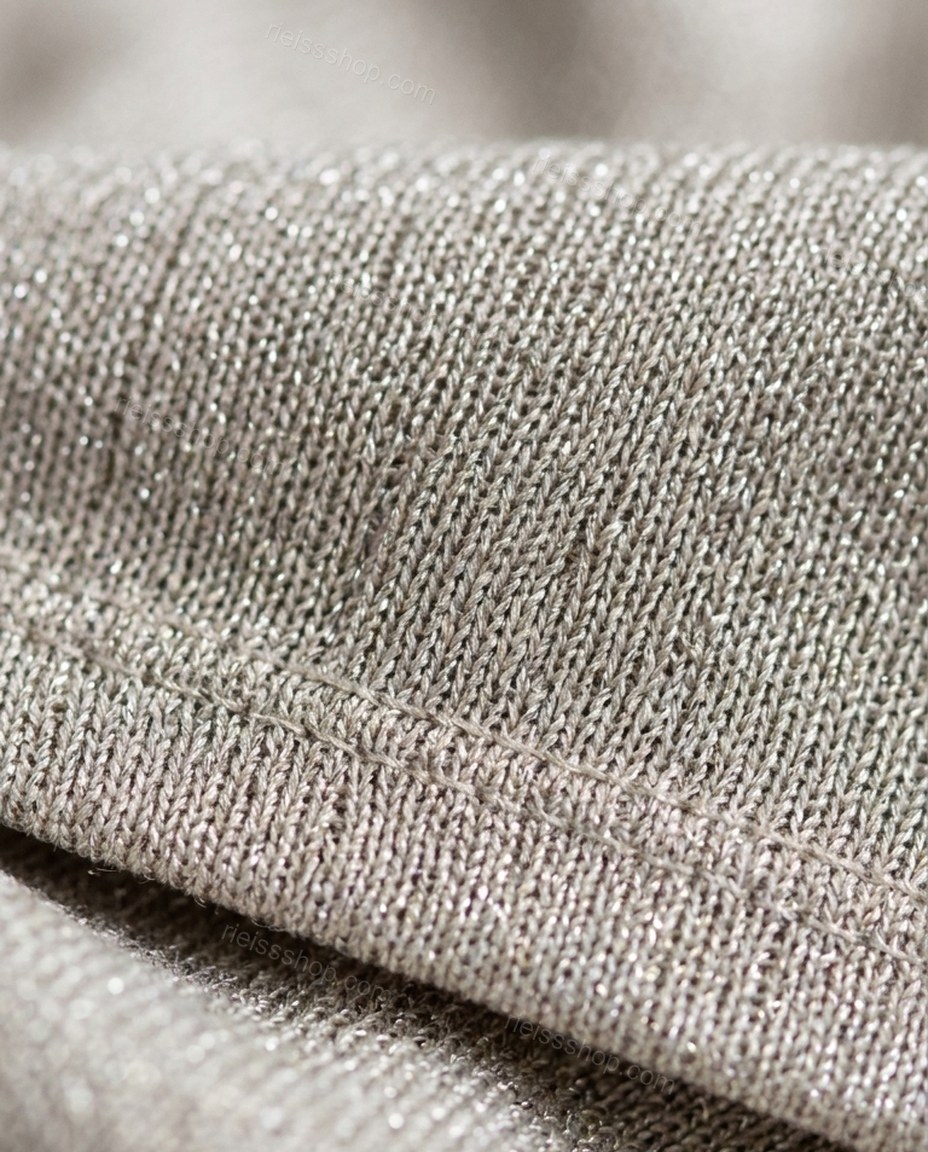 Light Beige Maxi Knit Dress, close-up of light blue and white accents, square neckline and wide straps, by Rieissshop
